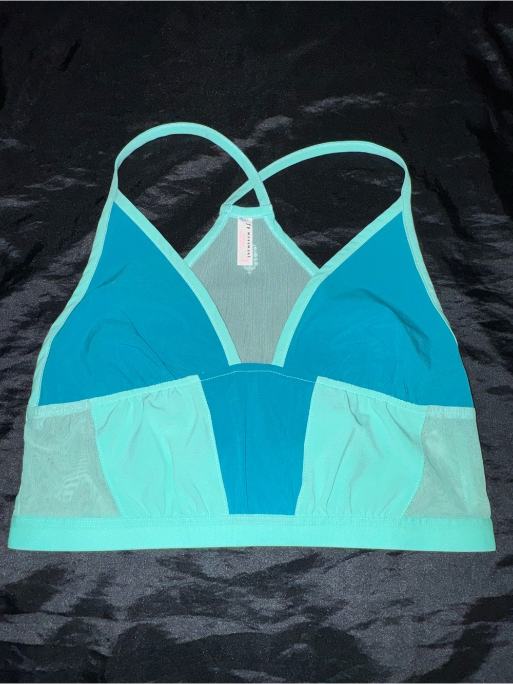 FP Movement XS TP Teal Mint Mesh Longline Sports Bra Athletic Crop Top